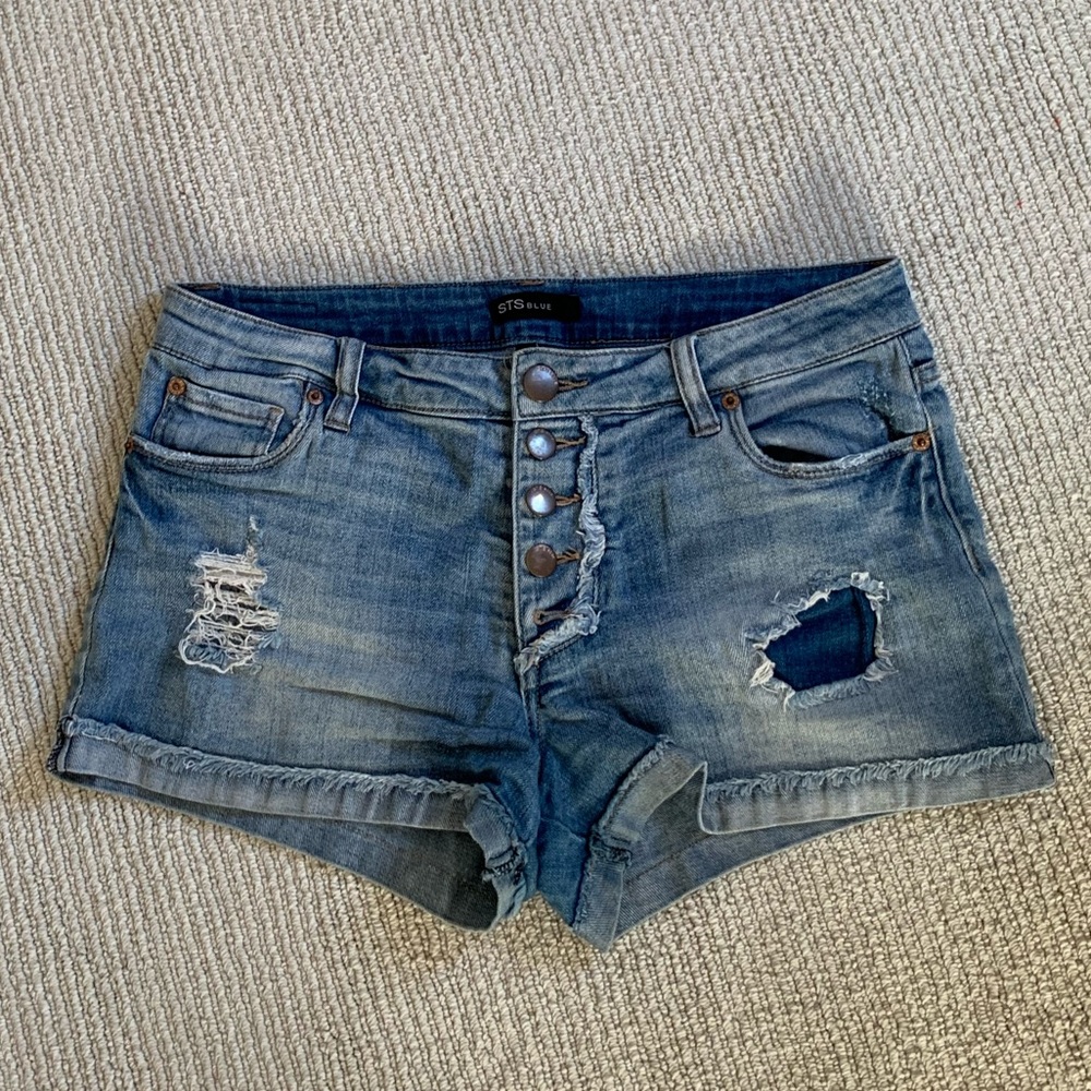 Destroyed mini denim shorts